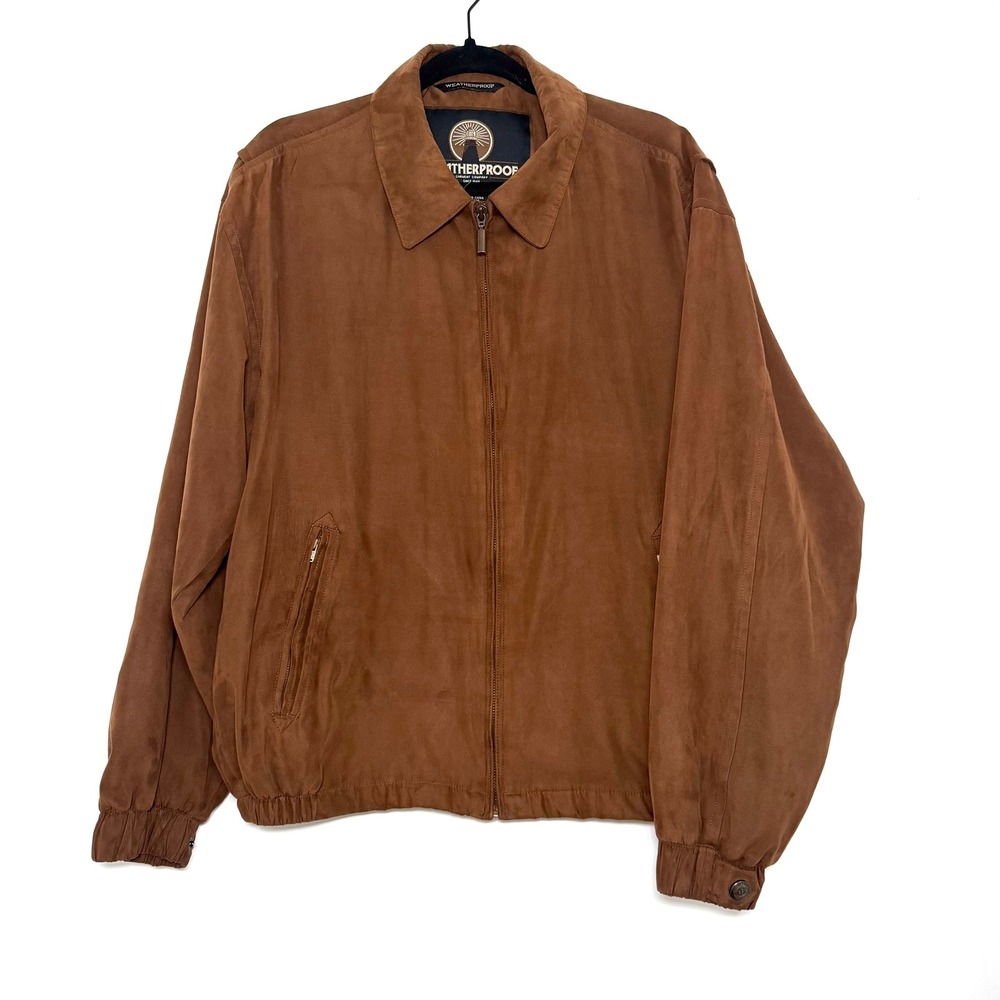 Weatherproof Men's Brown Microsuede Bomber Jacket L